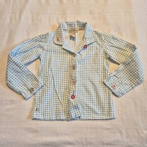 Coco Bonbons girls size 6 white with mint green dots, flower buttons, VGUC